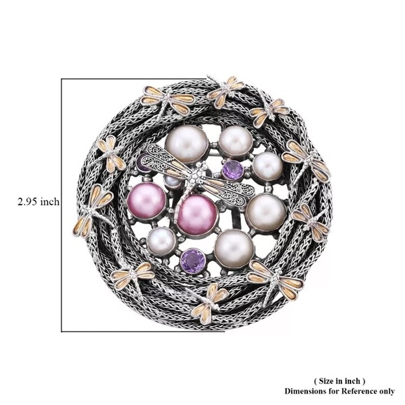 Bali Legacy 3.5 CT’s Amethyst And Multi Gemstone Dragonfly Brooch Or Pendant - Picture 2 of 4